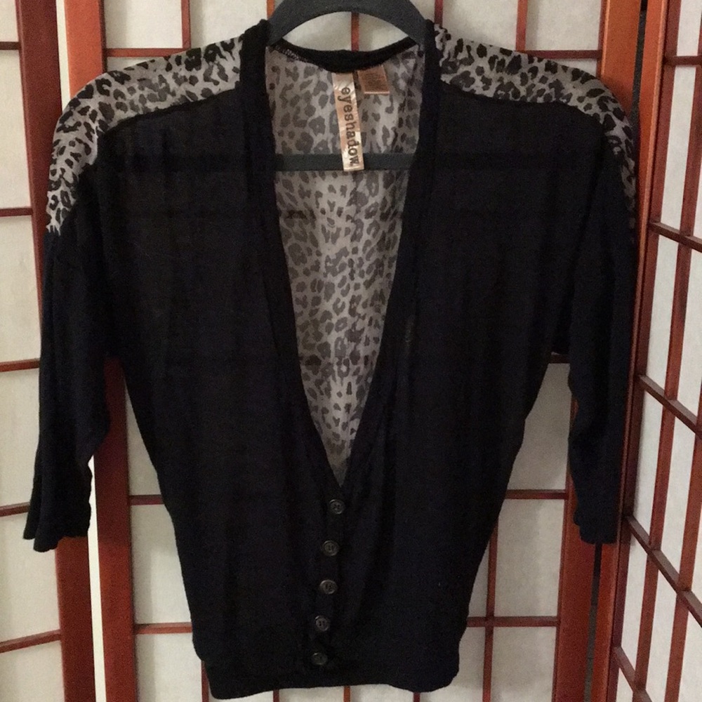 Sheer leopard print & black cardigan